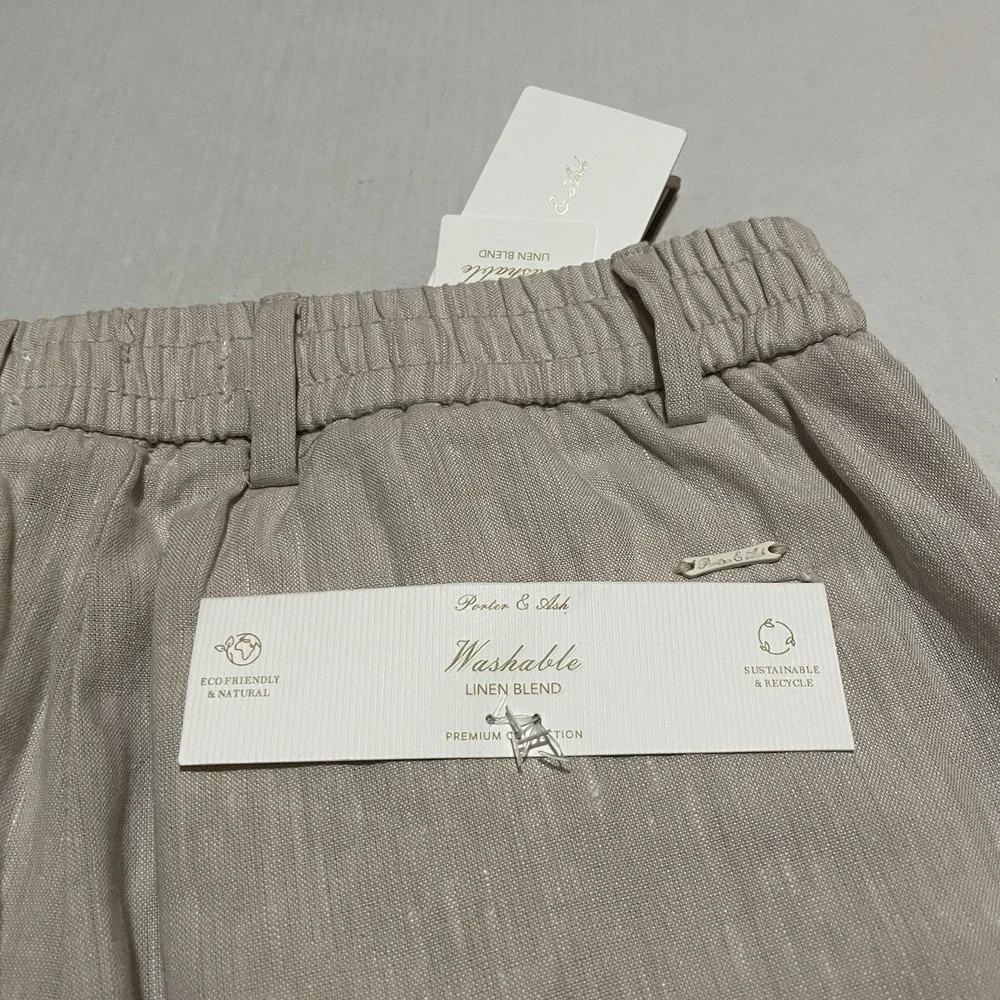 NEW Porter & Ash Pants Mens 29 X‎ 30 Linen Blend Chino Beige Washable Straight